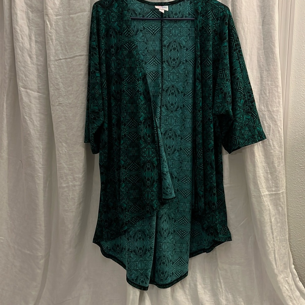 Lularoe high/low hem jacket (name?) green and black